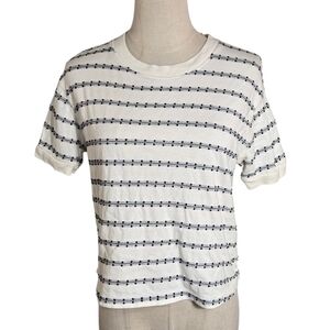 Madewell Cream Boxy Cropped Black And White Short Sleeve T-Shirt